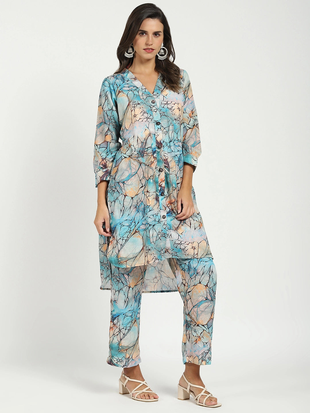 Multicolored Abstract Rayon Kurta Set