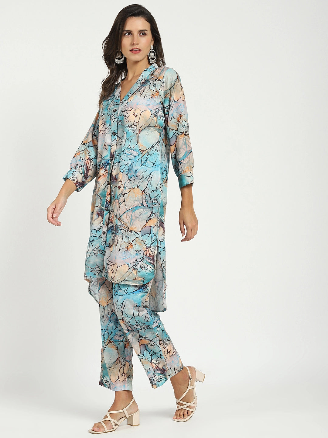 Multicolored Abstract Rayon Kurta Set