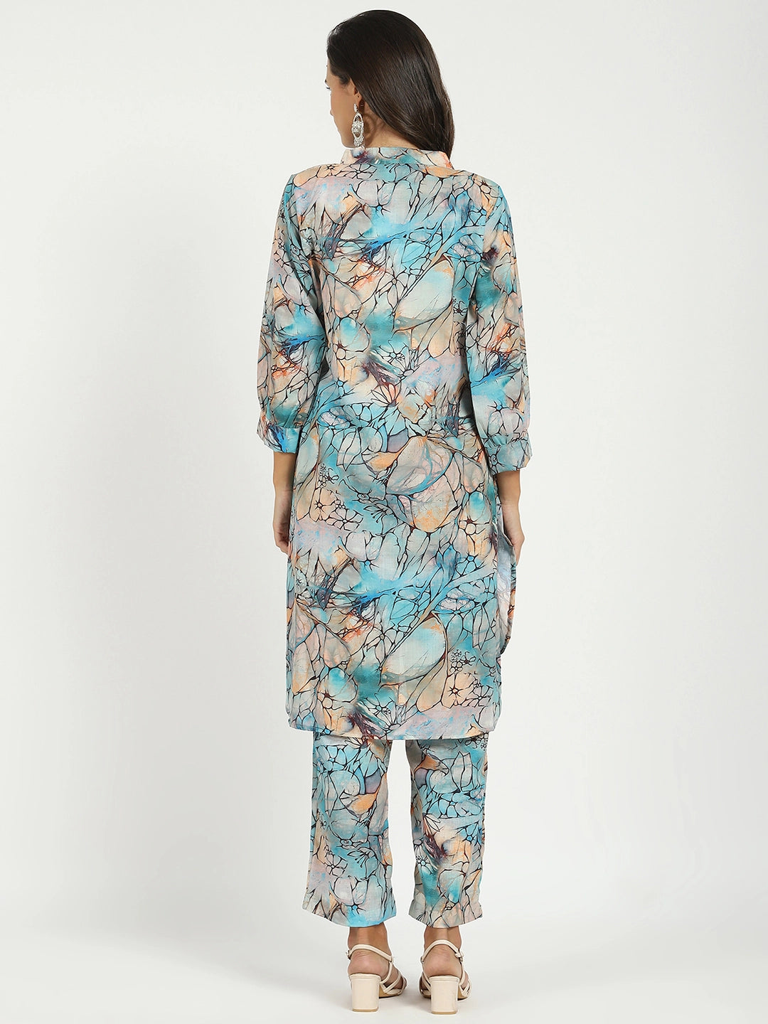 Multicolored Abstract Rayon Kurta Set