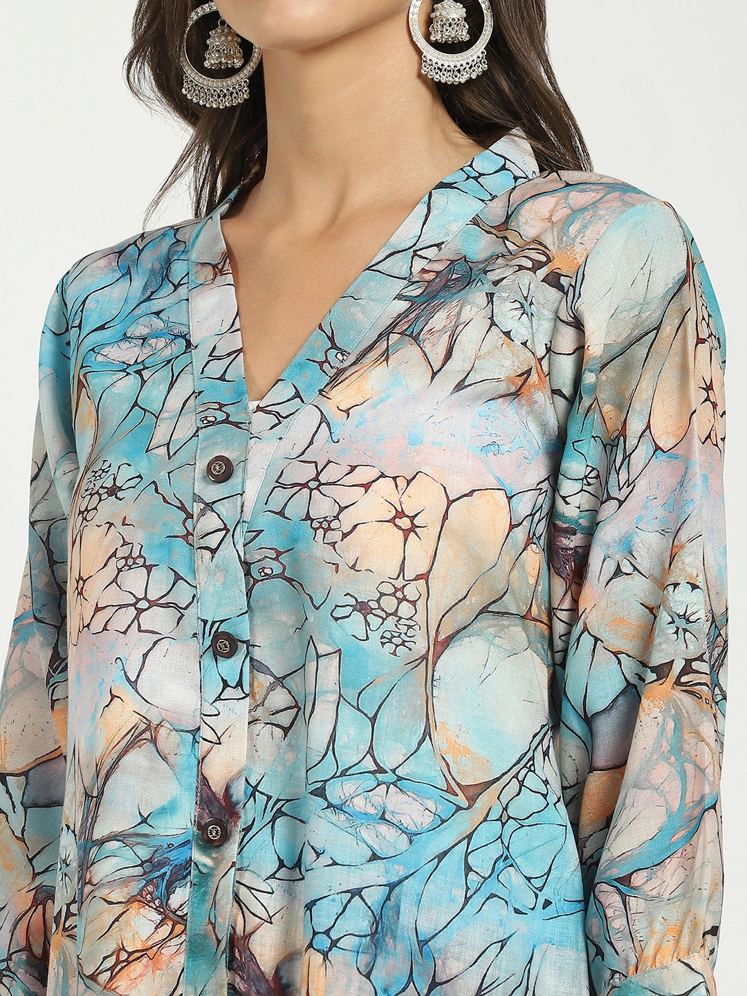 Multicolored Abstract Rayon Kurta Set