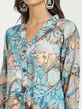 Multicolored Abstract Rayon Kurta Set
