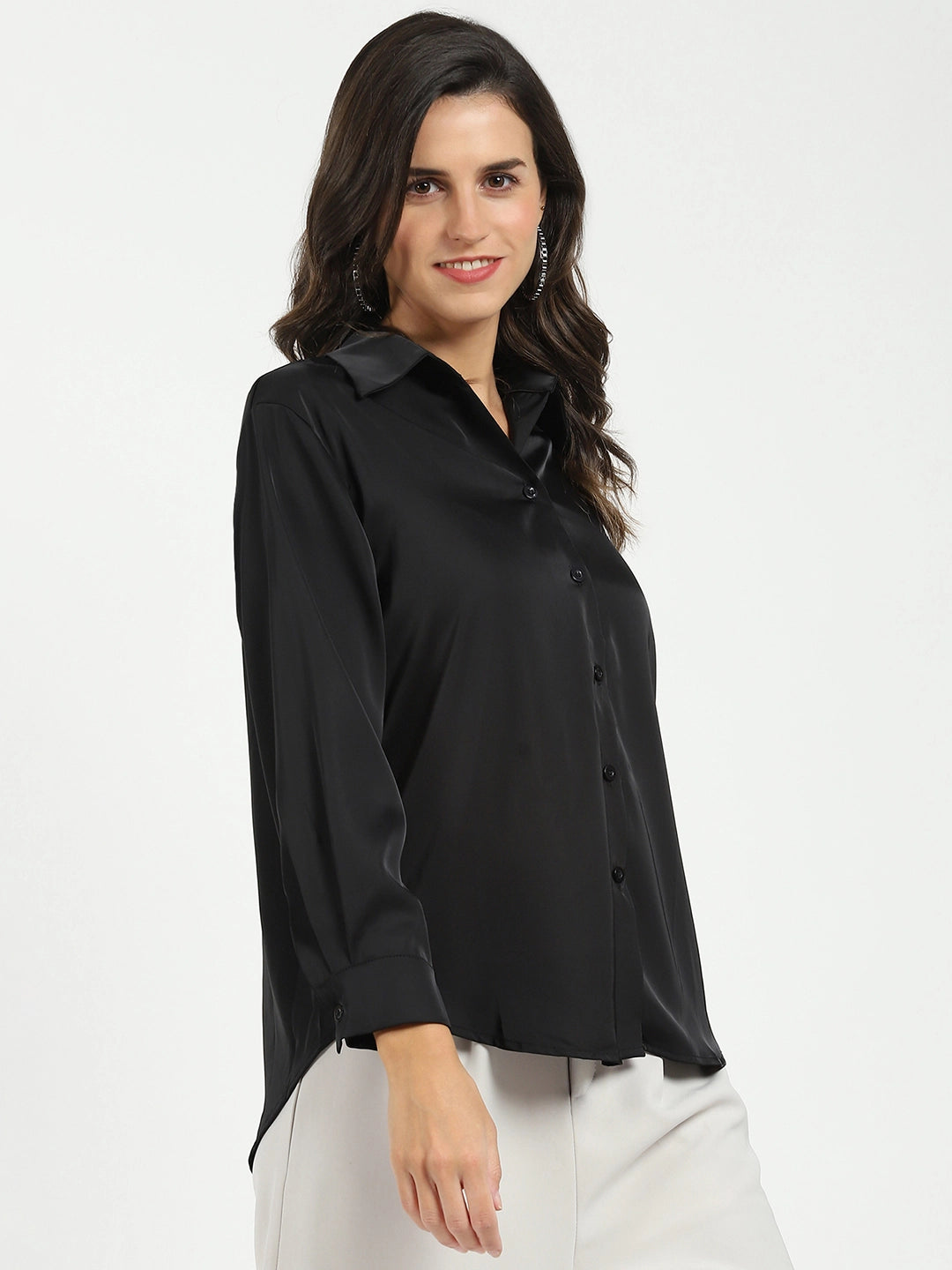 Black Satin Formal Shirt