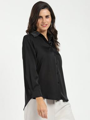 Black Satin Formal Shirt