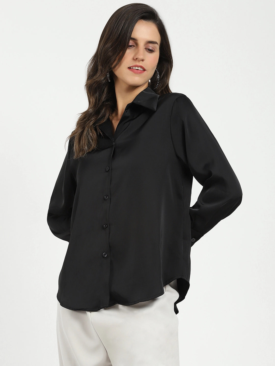 Black Satin Formal Shirt
