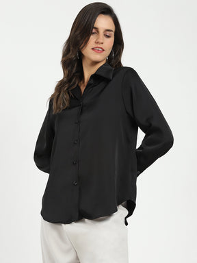 Black Satin Formal Shirt