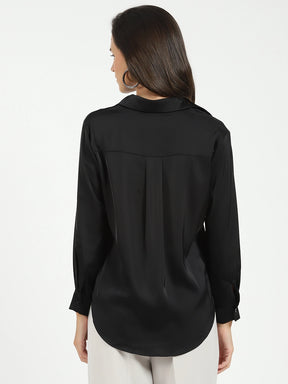 Black Satin Formal Shirt