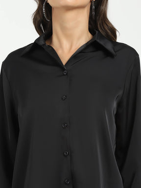 Black Satin Formal Shirt