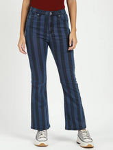 Blue Striped Bootcut Jeans