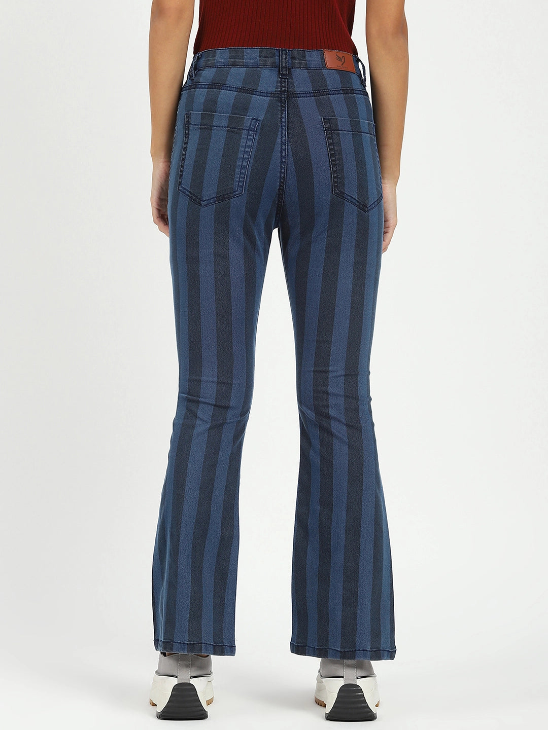 Blue Striped Bootcut Jeans