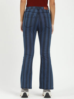 Blue Striped Bootcut Jeans