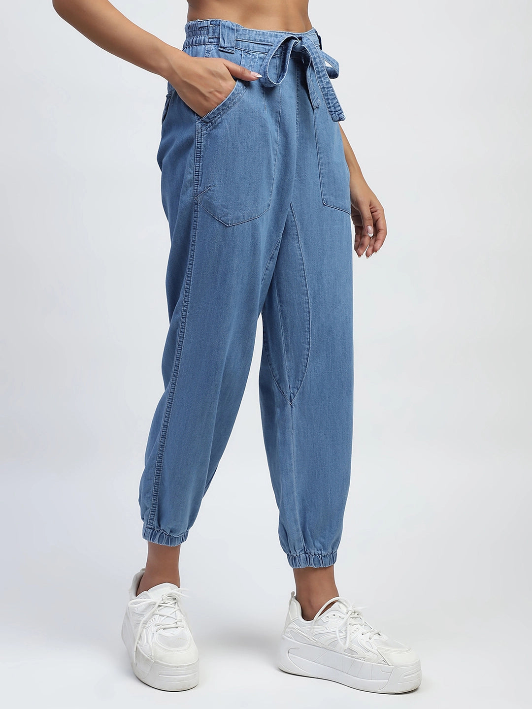 Boyfriend Fit Cotton Blend Jeans
