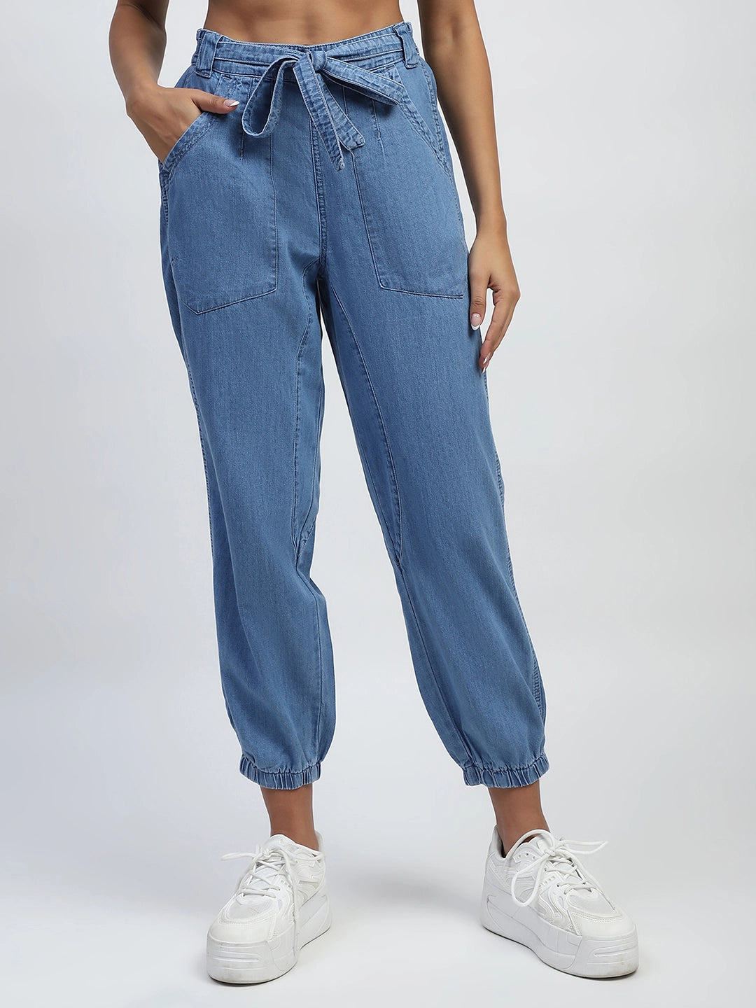 Boyfriend Fit Cotton Blend Jeans
