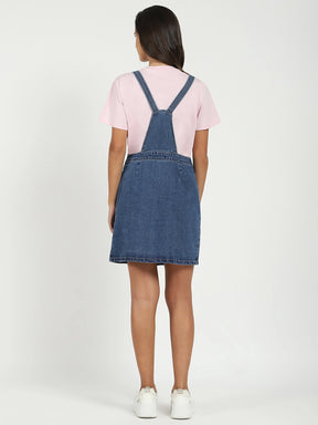 Blue Solid Cotton Blend Dungaree