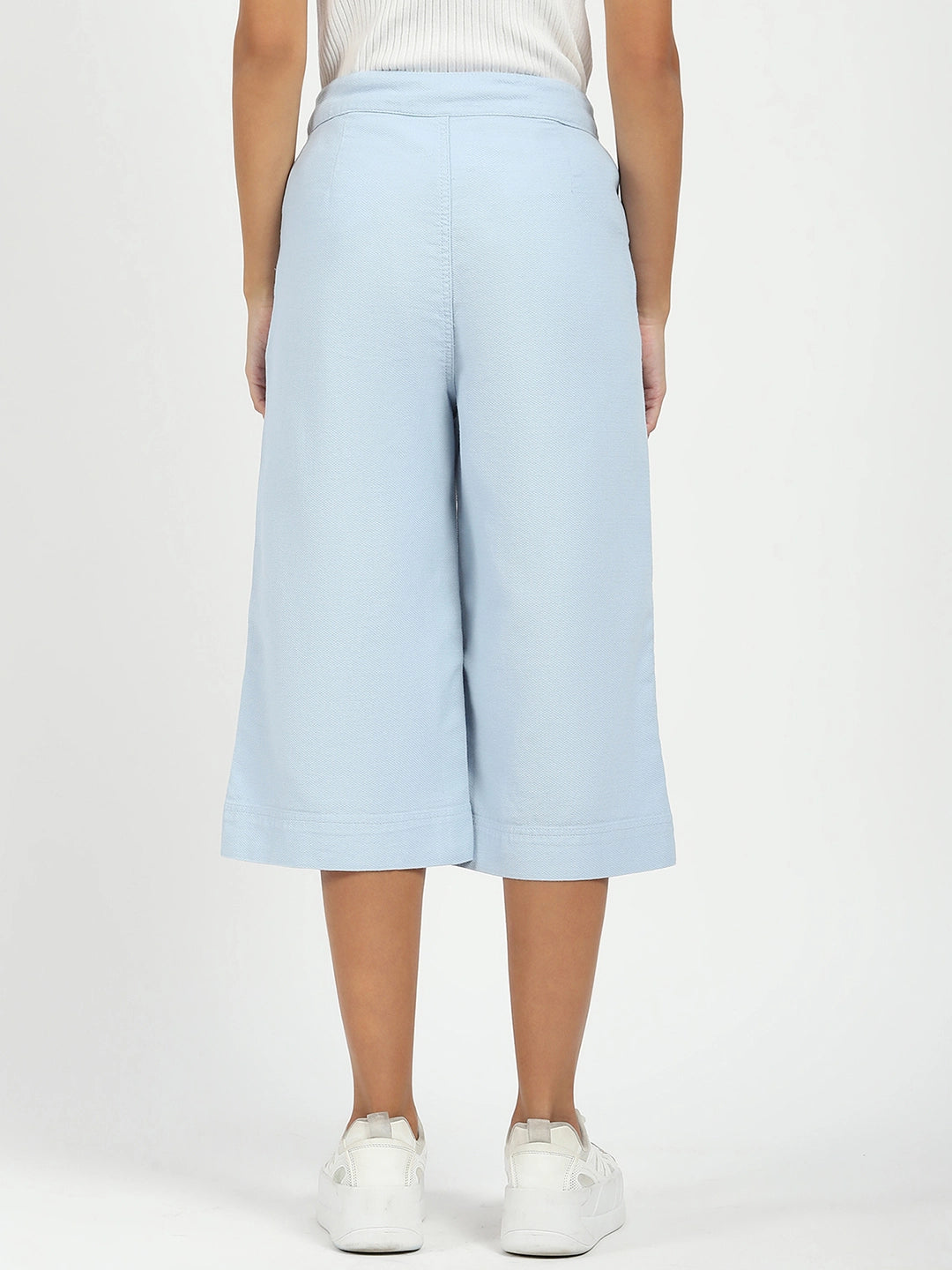 Blue Cotton Relaxed Fit Culottes