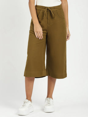 Olive Cotton Relaxed Fit Culottes
