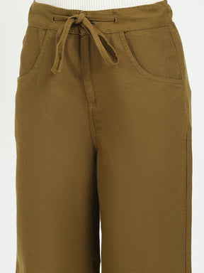 Olive Cotton Relaxed Fit Culottes