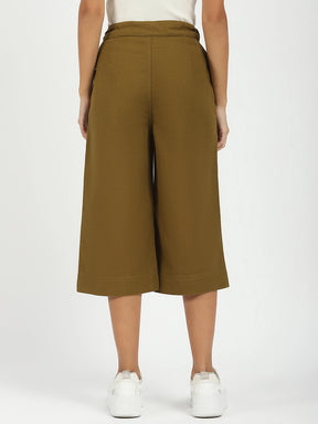 Olive Cotton Relaxed Fit Culottes