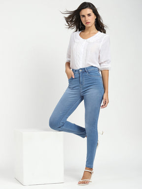 Blue High Waist Slim Jeans
