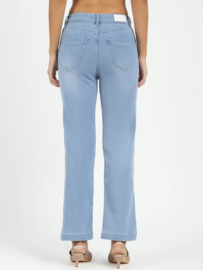 Blue High Waist Straight Jeans