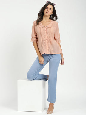 Blue High Waist Straight Jeans