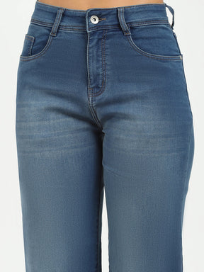 Blue High Waist Straight Jeans