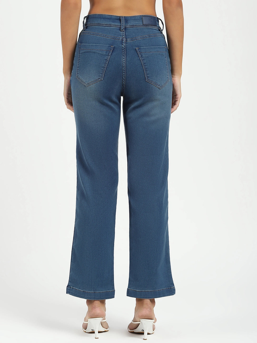 Blue High Waist Straight Jeans