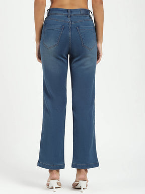 Blue High Waist Straight Jeans
