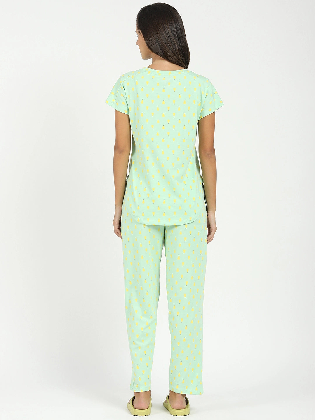 Green Printed Cotton Nightsuit