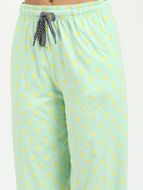 Green Printed Cotton Nightsuit
