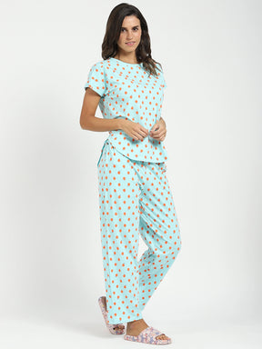 Sky Printed Cotton Nightsuit