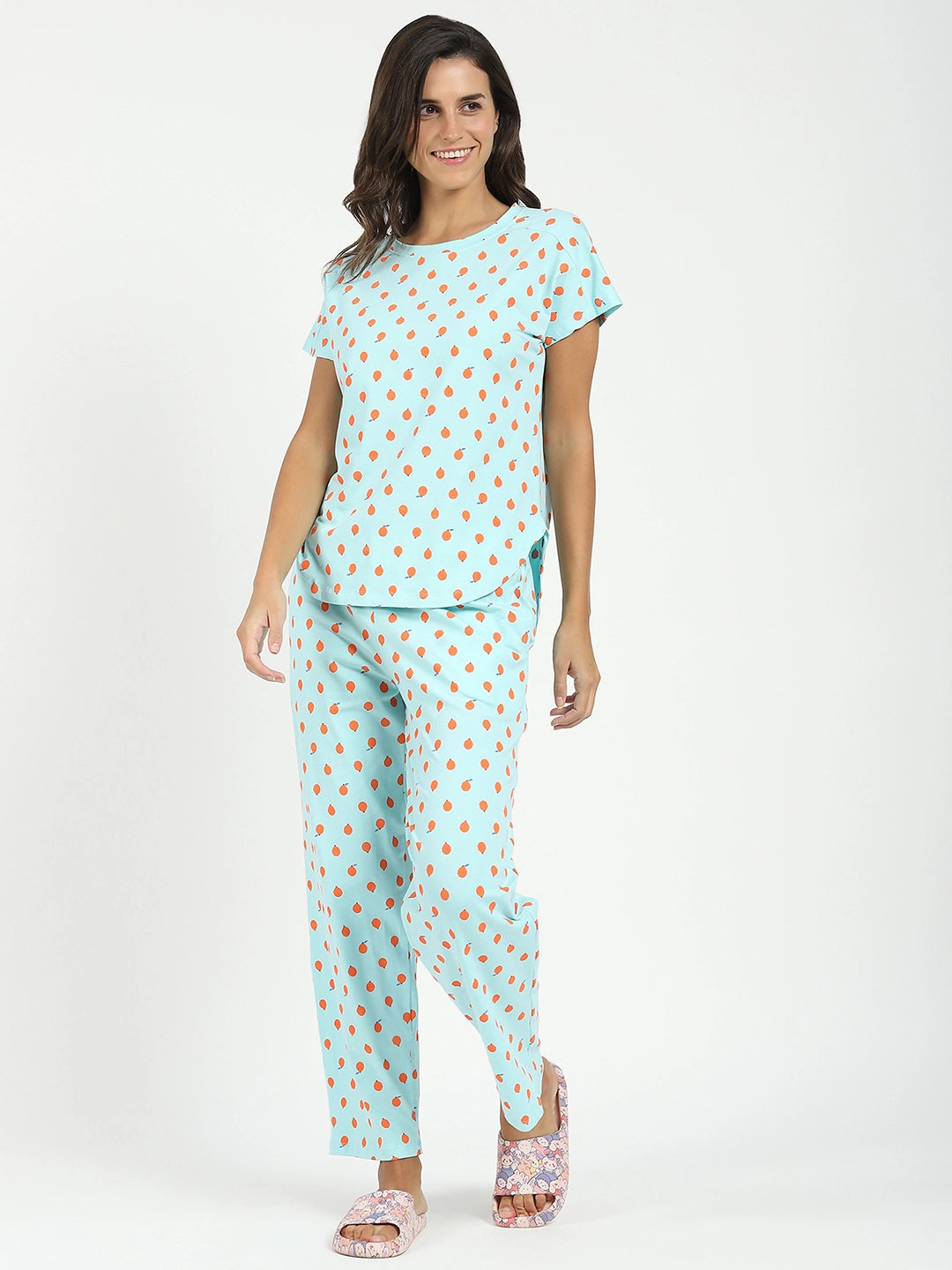 Sky Printed Cotton Nightsuit - Global Republic