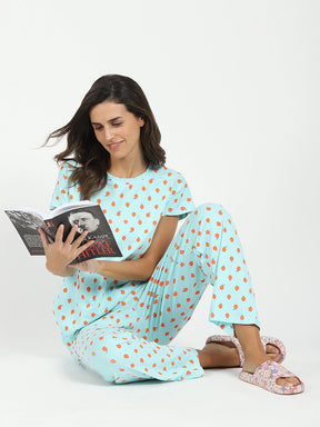 Sky Printed Cotton Nightsuit
