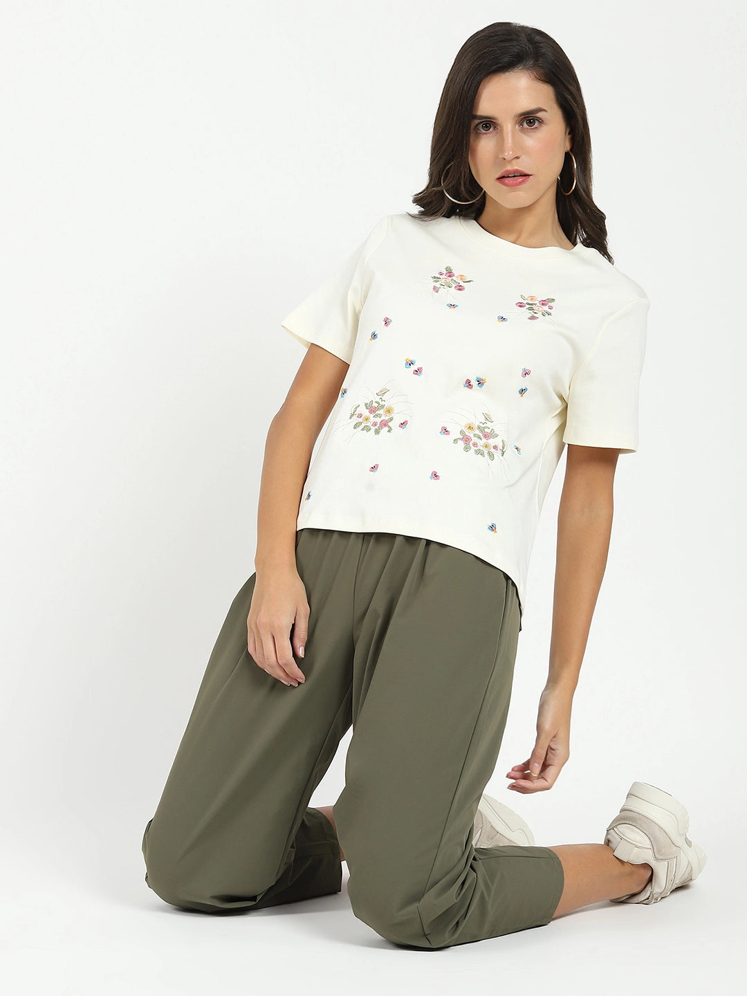 Cream Floral Embroidered Top
