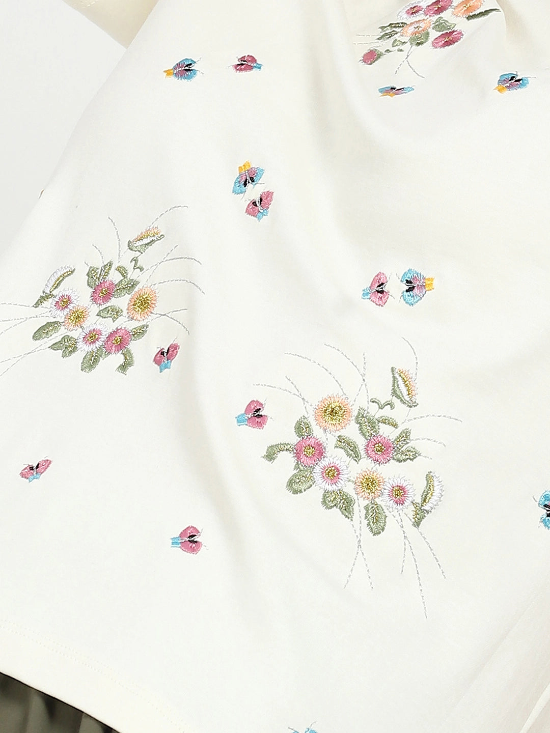Cream Floral Embroidered Top