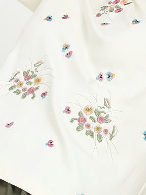 Cream Floral Embroidered Top
