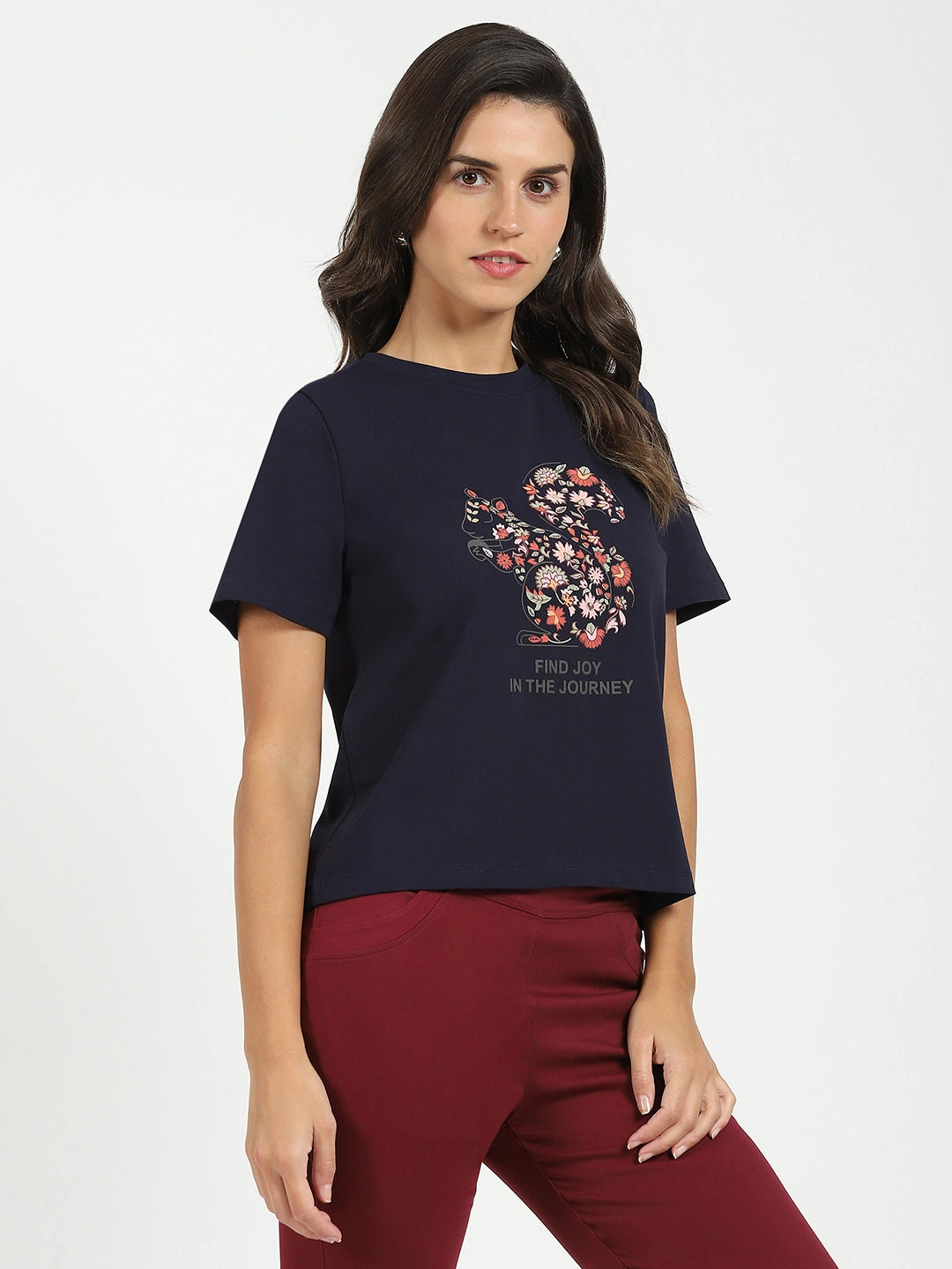 Navy Graphic Cotton Top
