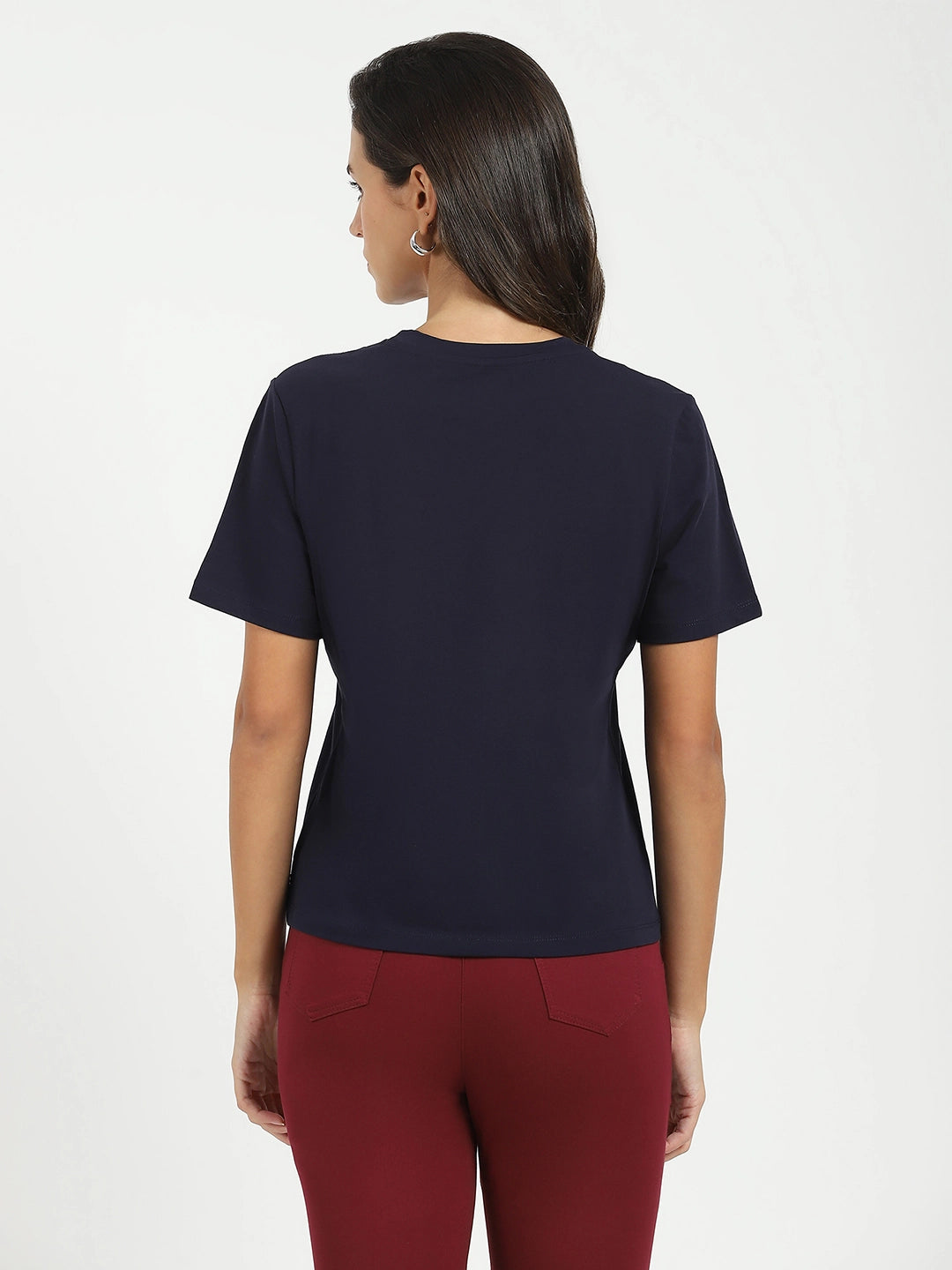Navy Graphic Cotton Top