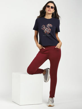 Navy Graphic Cotton Top