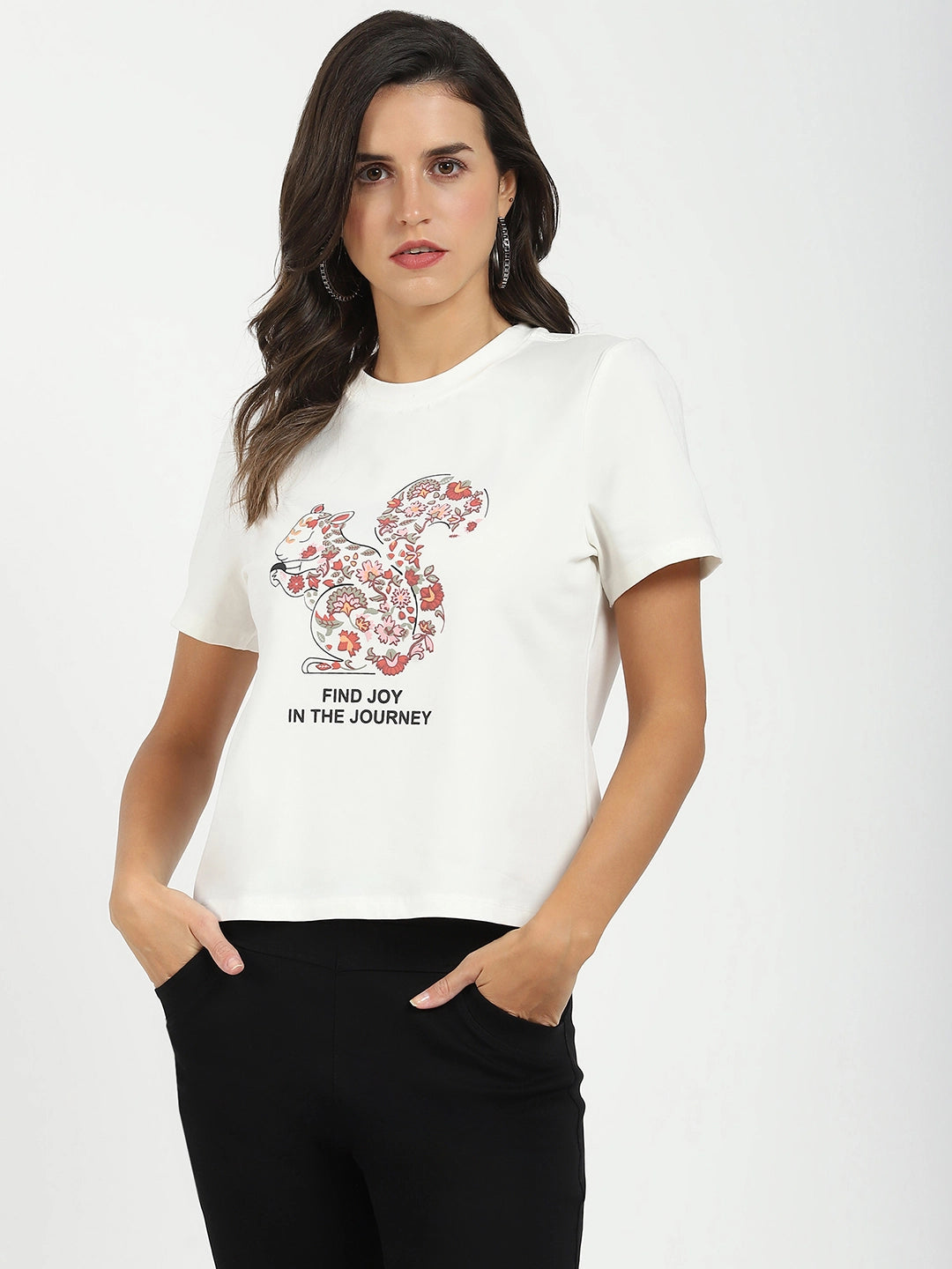 White Graphic Cotton Top