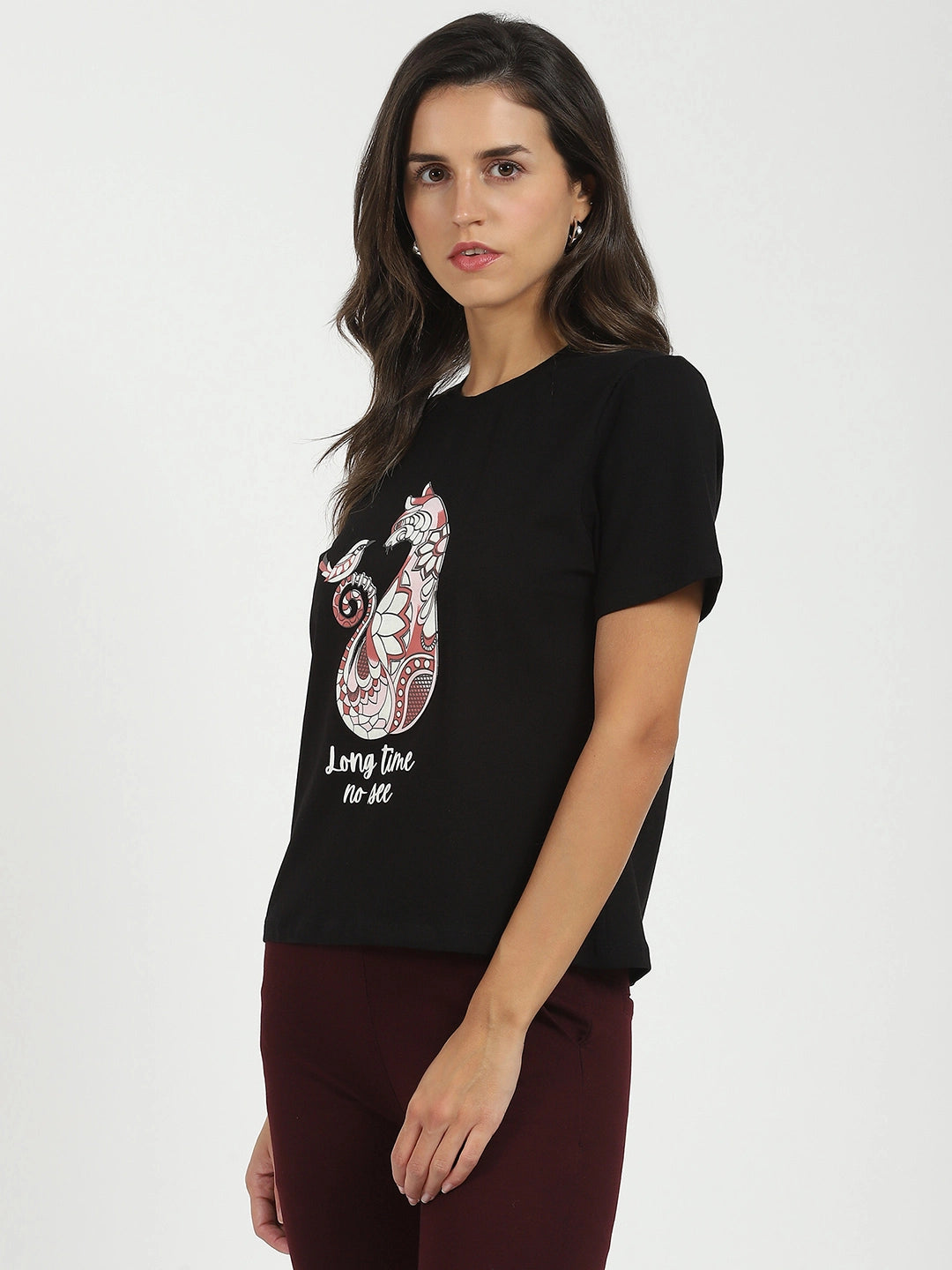 Black Graphic Cotton Top
