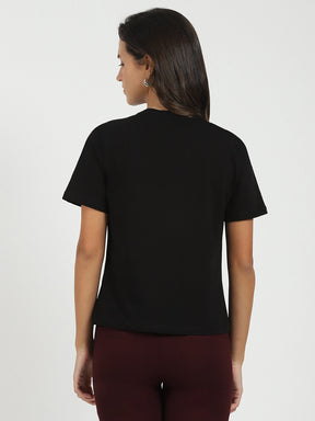 Black Graphic Cotton Top