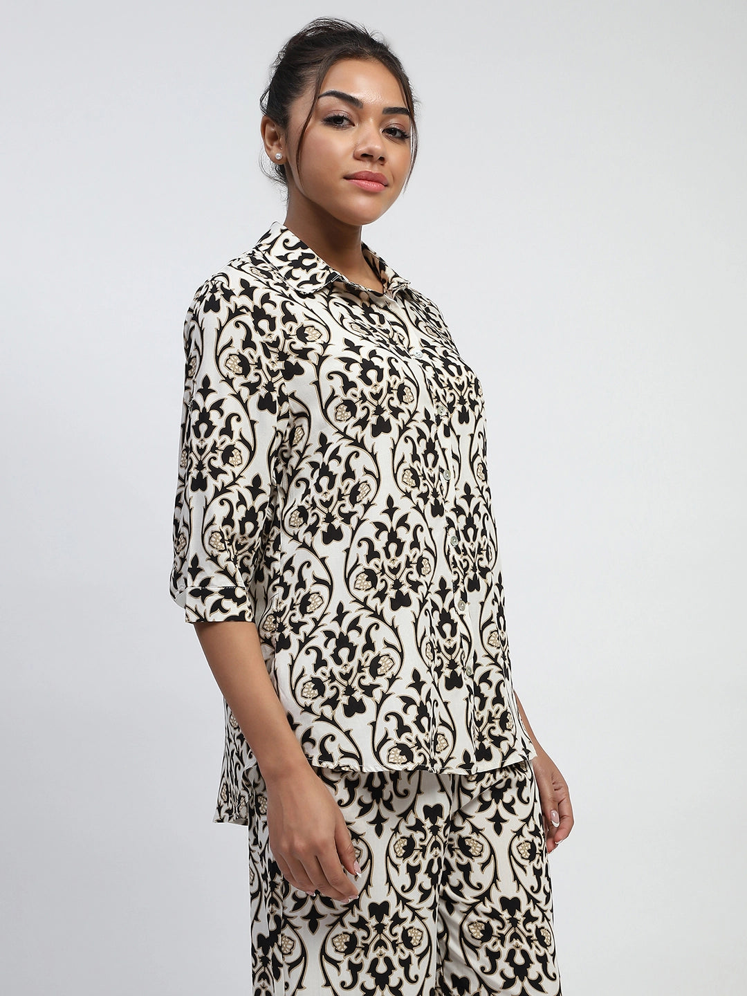 Abstract Print Rayon Loose Fit Shirt