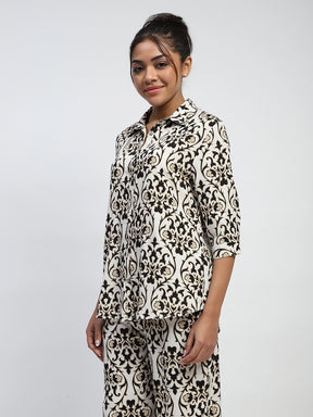Abstract Print Rayon Loose Fit Shirt