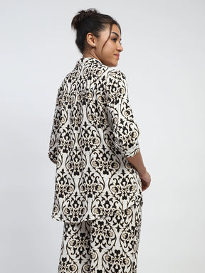 Abstract Print Rayon Loose Fit Shirt