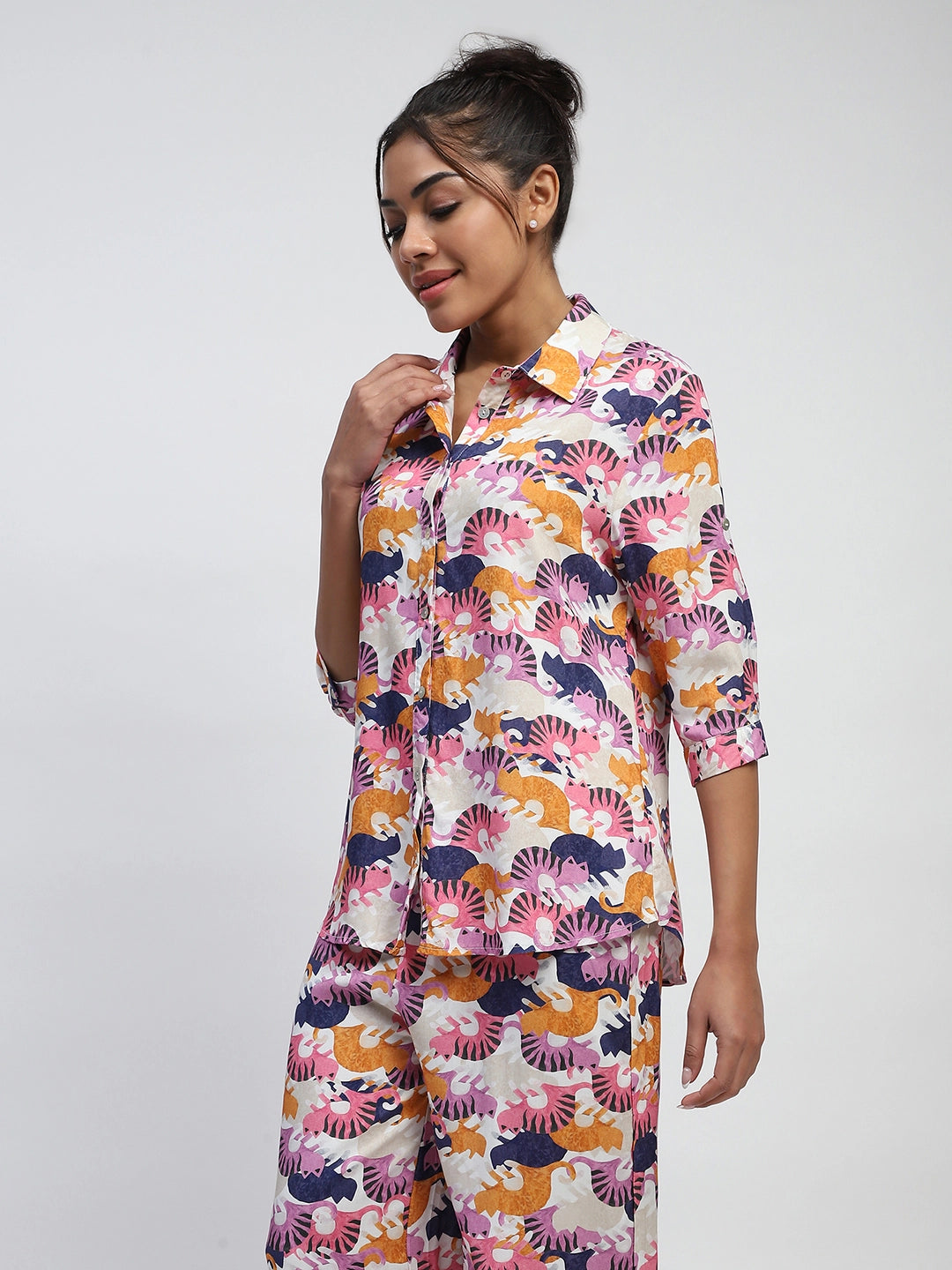 Multi Digital Print Rayon Loose Fit Shirt - Global Republic