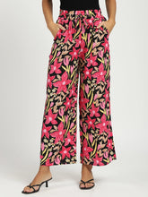 Black & Pink Printed Rayon Lower