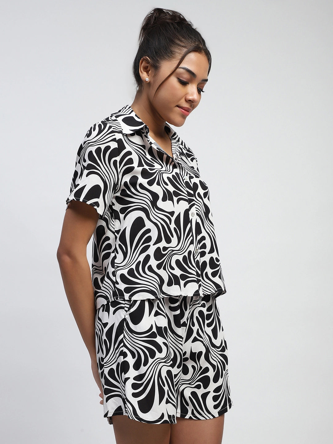 Abstract Print Rayon Loose Fit Shirt