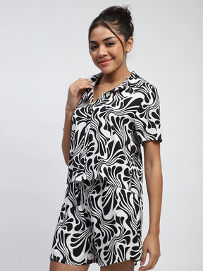 Abstract Print Rayon Loose Fit Shirt