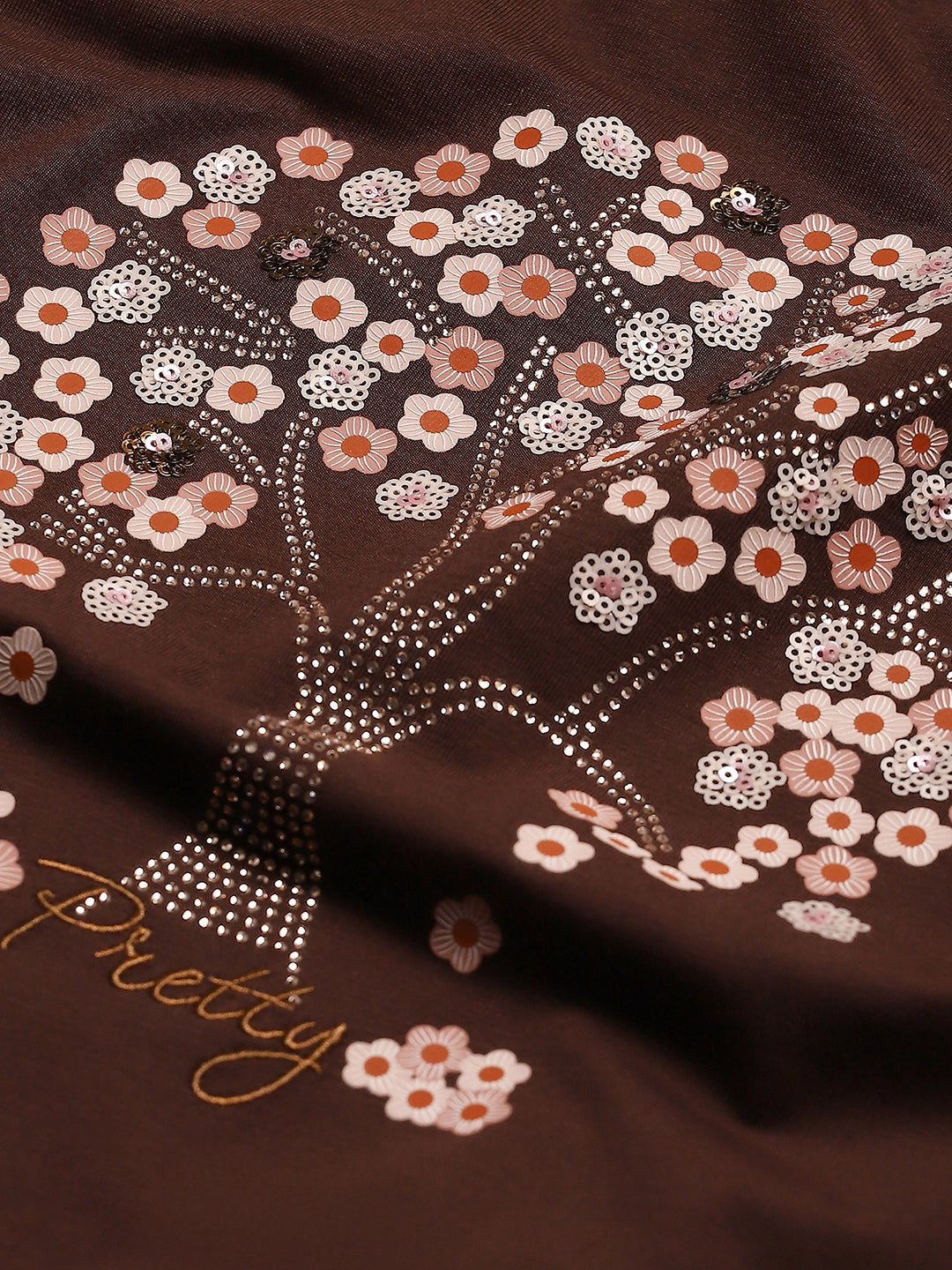 Brown Modal Embroidered Top - Global Republic