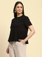 Black Applique UV Protection Top